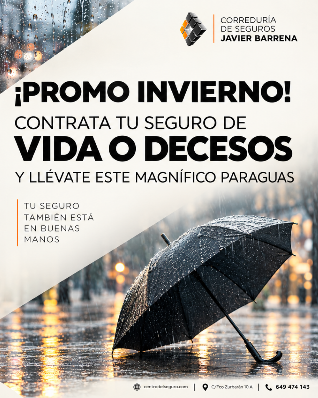 Promoción de vida o decesos con regalo de paraguas